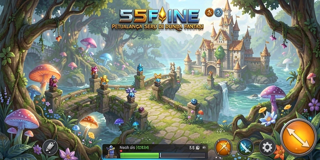 Screenshot 55FIVE menunjukkan aksi petualangan yang mendebarkan.