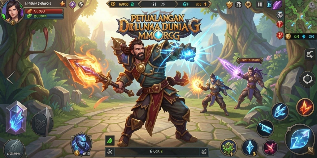Screenshot gameplay 66K menampilkan pertarungan epik dan eksplorasi dunia fantasi.