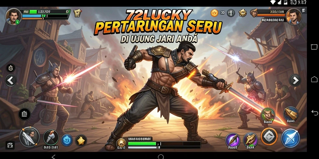 Tangkapan layar menunjukkan aksi pertarungan seru dalam 72LUCKY.