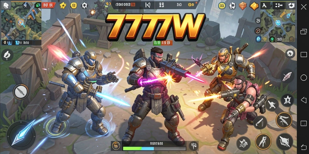 Tampilan pertempuran seru di arena 7777W Battle Royale.