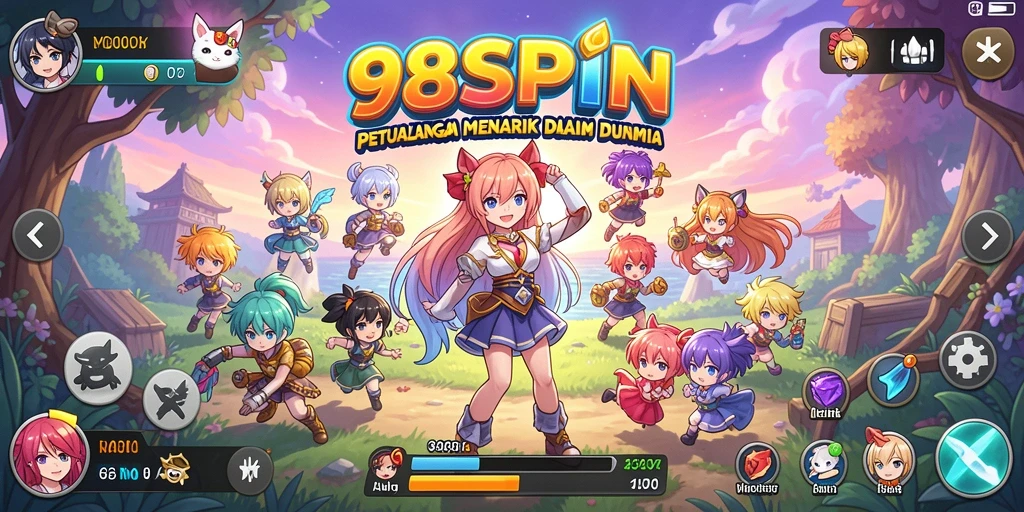 Tampilan gameplay menarik dari 98SPIN dengan karakter Anime.