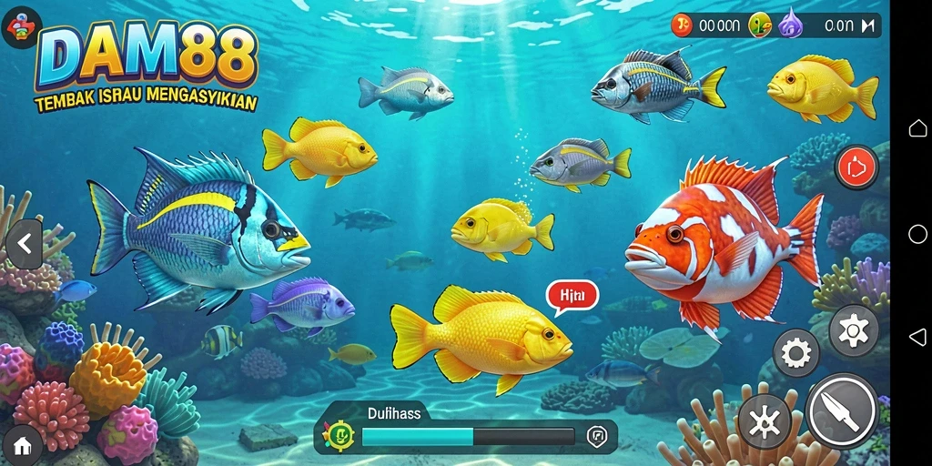 Screenshot gameplay DAM88 menampilkan aksi menembak ikan yang seru.