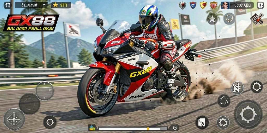 Tampilan gameplay GX88 yang mendebarkan saat balapan.
