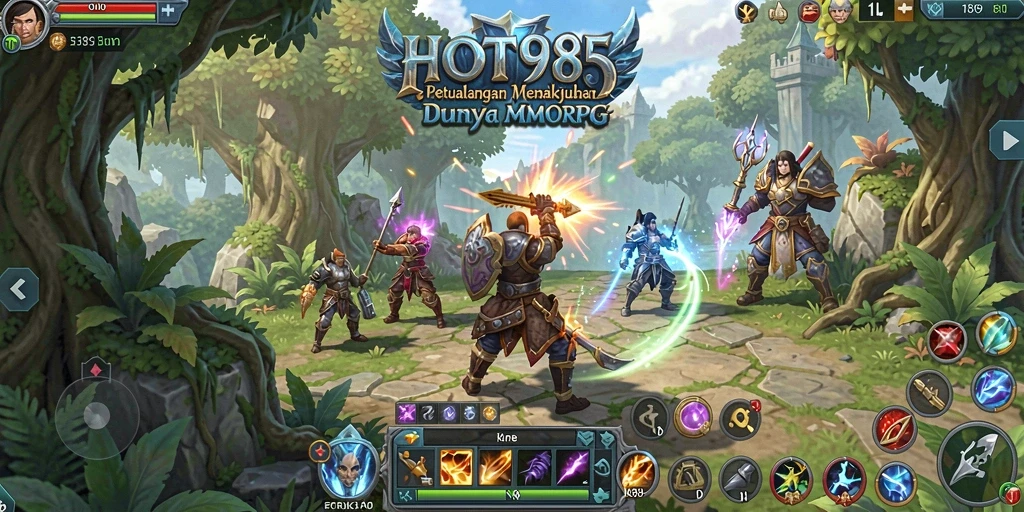 Screenshot HOT985 menampilkan aksi seru dalam pertarungan MMORPG.