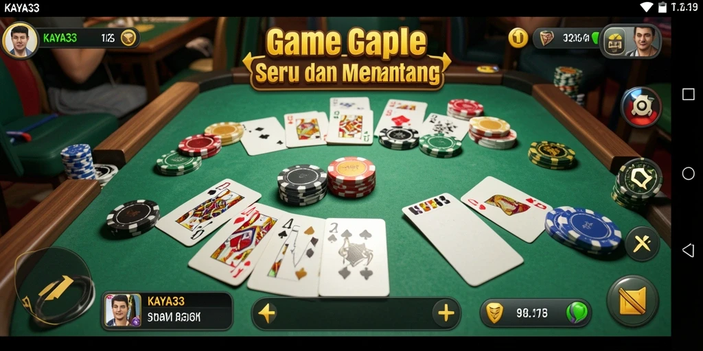 Screenshot gameplay KAYA33 yang penuh aksi dan strategi Gaple.