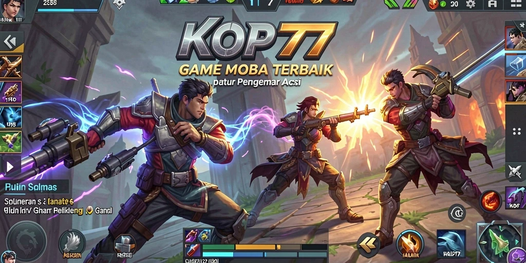Tampilan gameplay seru KOPI77 dalam pertempuran MOBA.