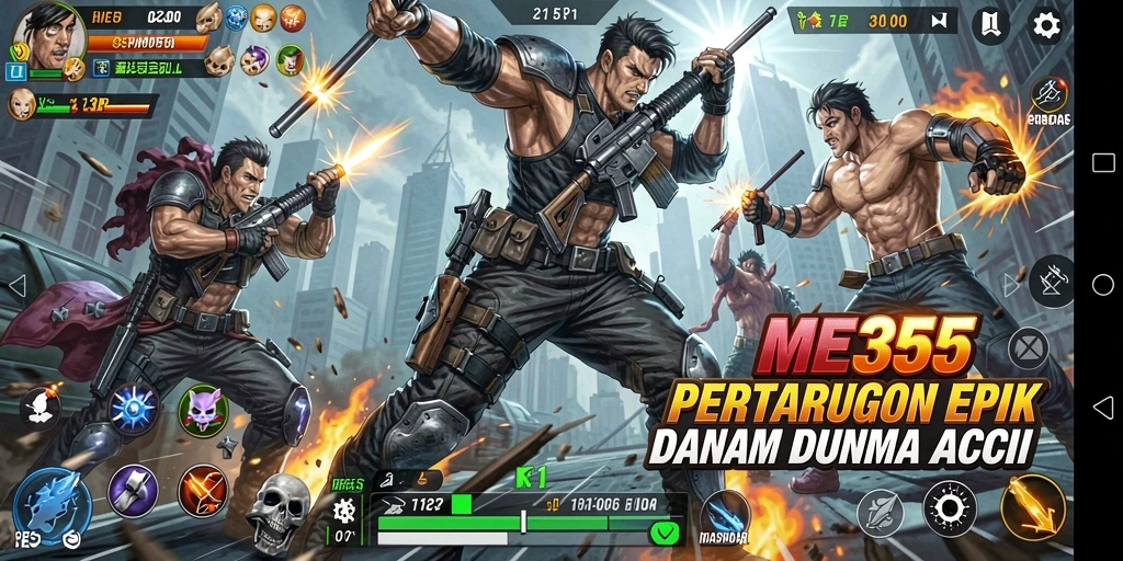 Tampilan gameplay menegangkan di ME355 dengan aksi seru.