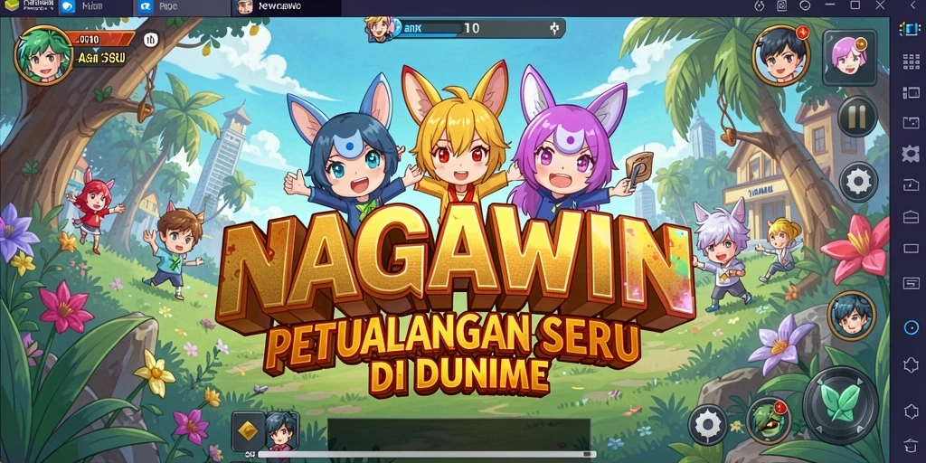 Tampilan gameplay yang memukau dari NAGAWIN dengan karakter anime ikonik.
