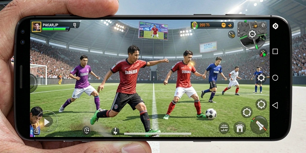 Screenshot utama PAKARJP menampilkan aksi olahraga yang mendebarkan.
