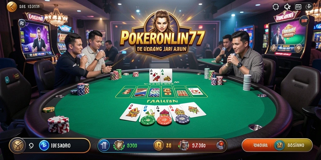 Tampilan gameplay Live Casino yang mendebarkan di POKERONLIN77.