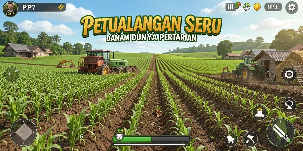Tampilan menawan gameplay PP7 dengan suasana pertanian yang cerah.