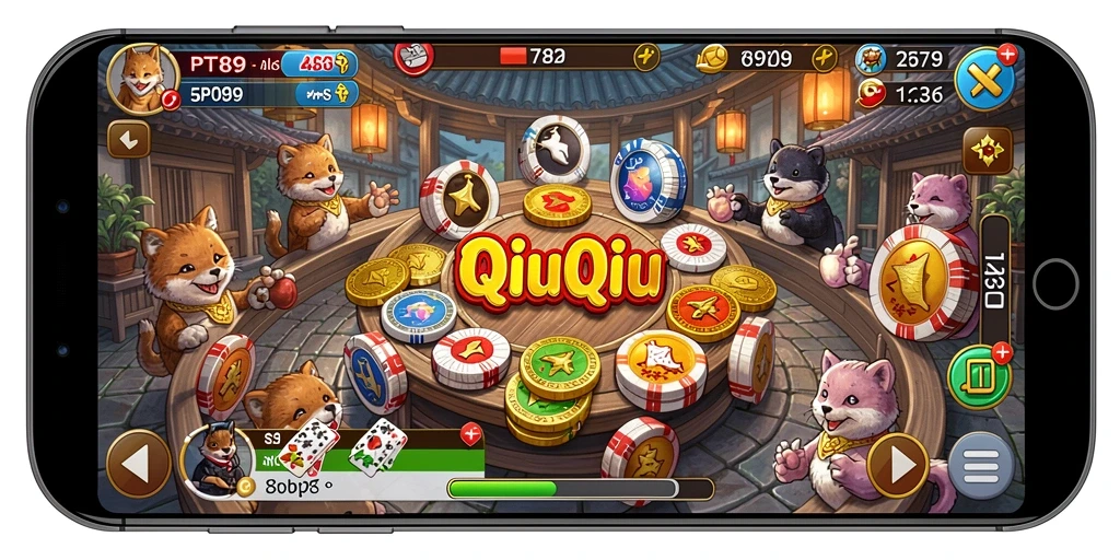 Tampilan gameplay QiuQiu yang menegangkan dan seru.