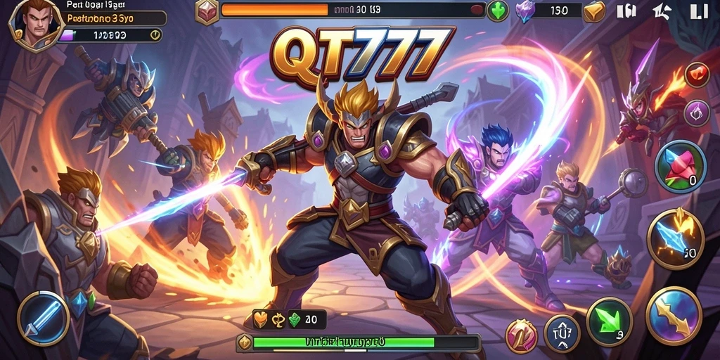 Screenshot menampilkan pertarungan dramatis dalam QT777.