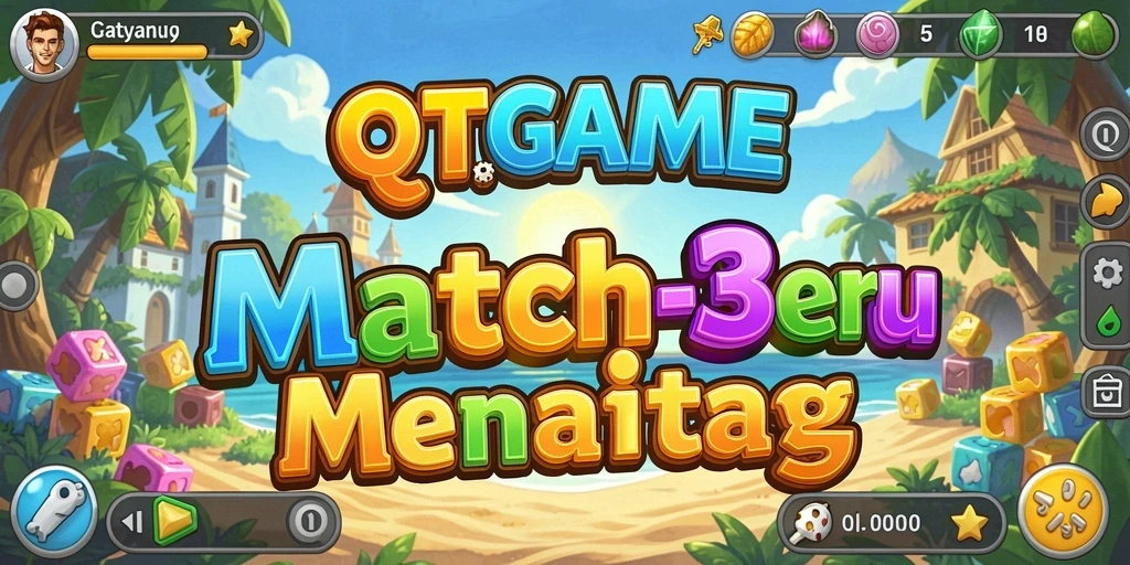 Tampilan screenshot gameplay QTGAME yang penuh warna dan seru.