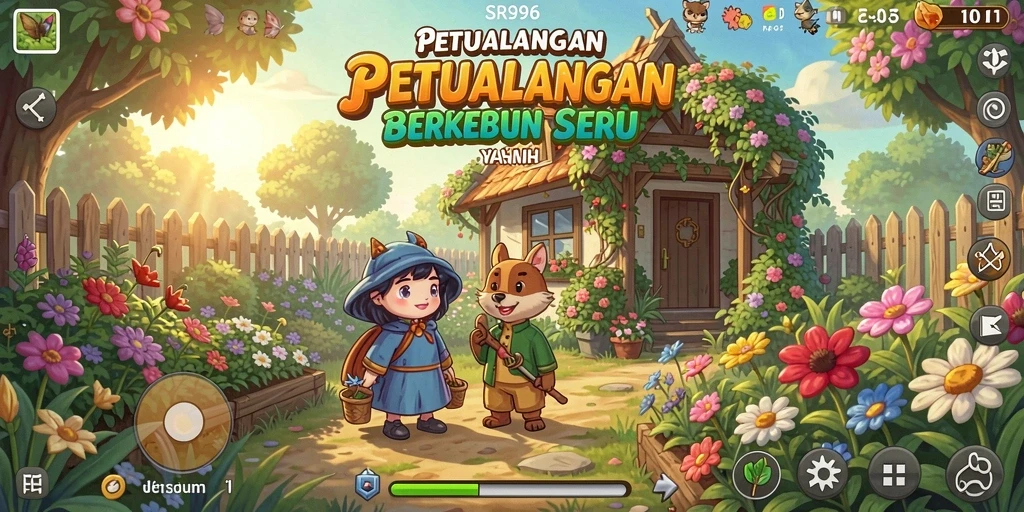 Screenshot gameplay SR996 yang menunjukkan keseruan bertani.