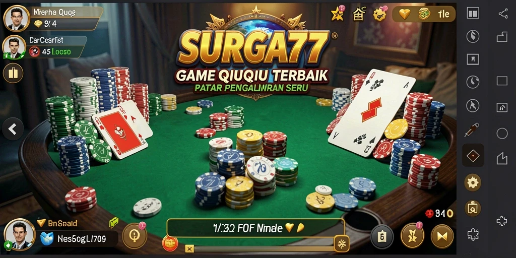 Screenshot SURGA77 menampilkan gameplay seru QiuQiu.