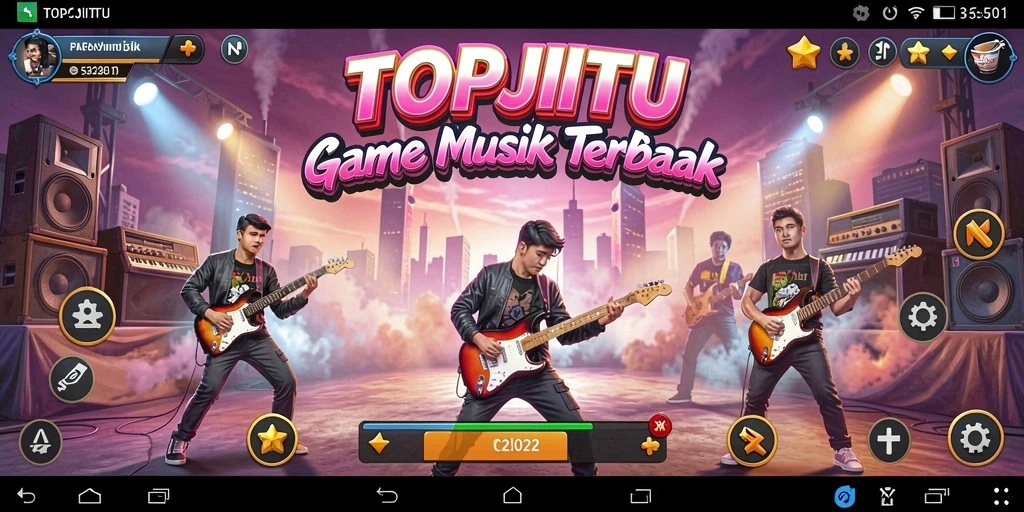 Screenshot gameplay TOPJITU yang menunjukkan tantangan musik menarik.