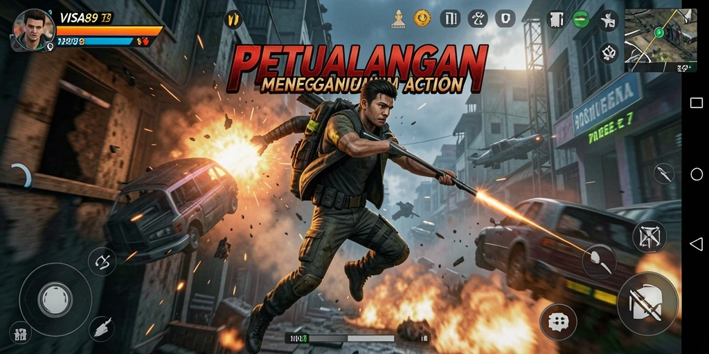 Screenshot menunjukkan gameplay mendebarkan dari VISA89 dalam pertarungan seru.